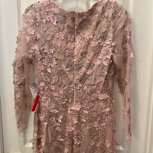 Mac Duggal 70224 Floral Applique Long Sleeve Illusion Gown, Rose Pink, Size 4 - Picture 11 of 14